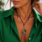 happy gems x leather cord necklace