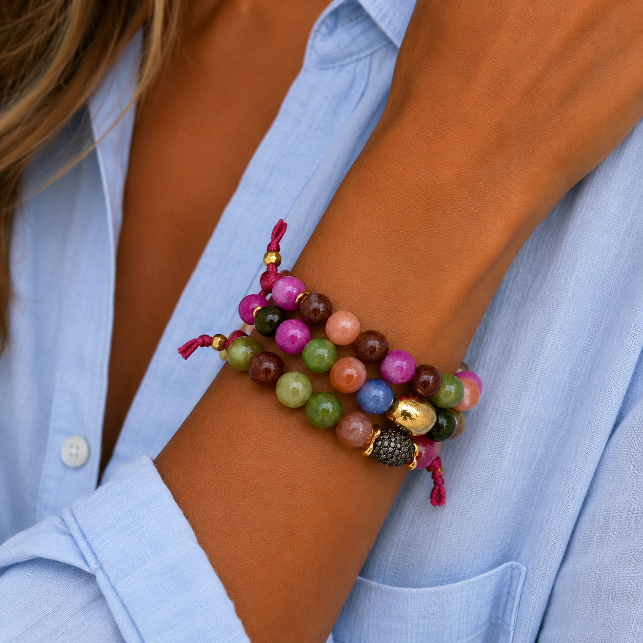 happy tourmaline twin set bracelets