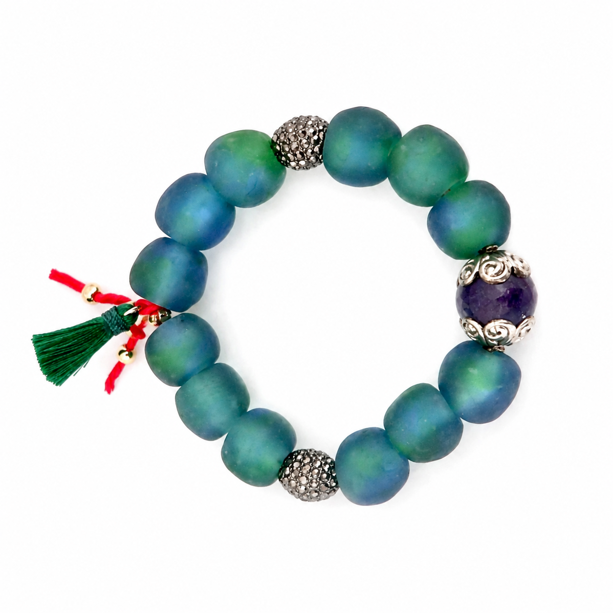 vintage glass aqua pebbles bracelet