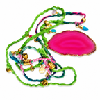 agate slice x sari silk cord necklace