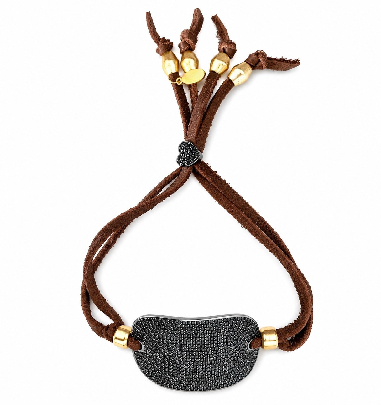 onyx x chocolate leather tag bracelet