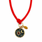 red cord sun and moon necklace
