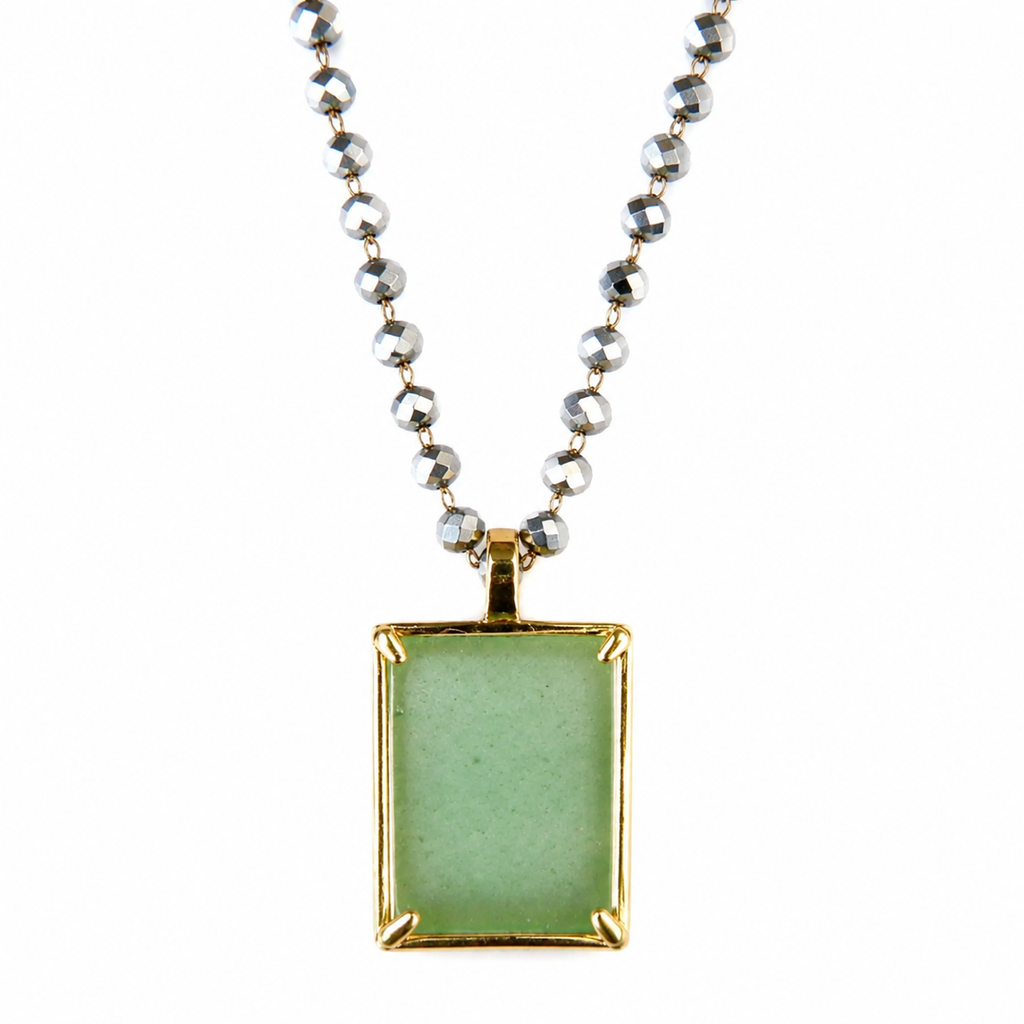 rectangle gemstone pendant necklace