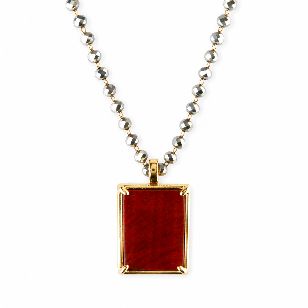 rectangle gemstone pendant necklace