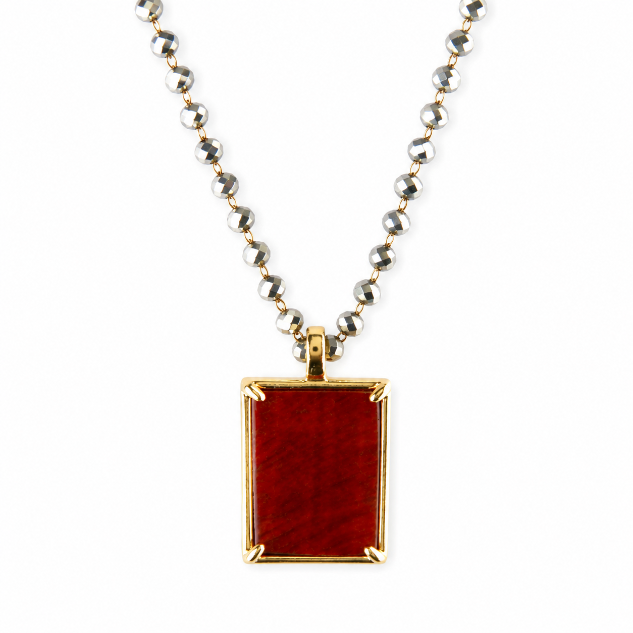 rectangle gemstone pendant necklace