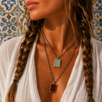 rectangle gemstone pendant necklace