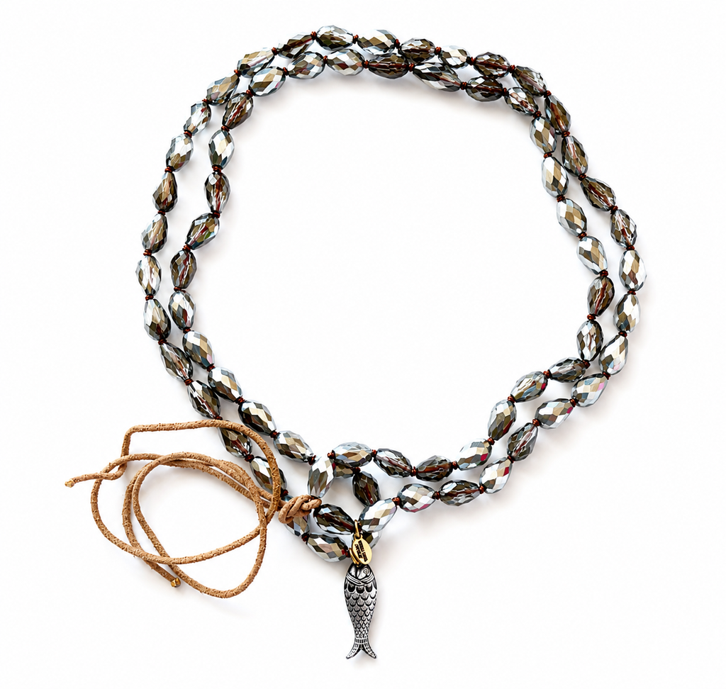 vintage glass fish necklace
