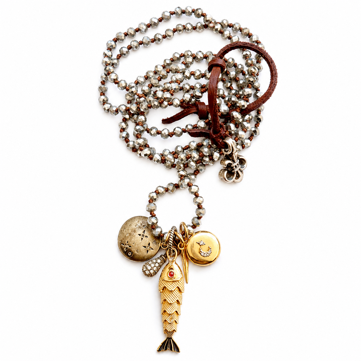 vintage charm fish necklace