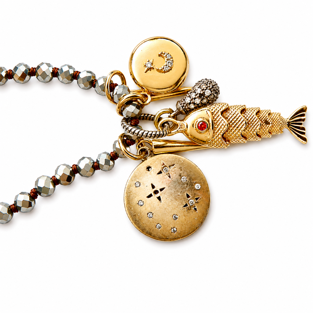 vintage charm fish necklace