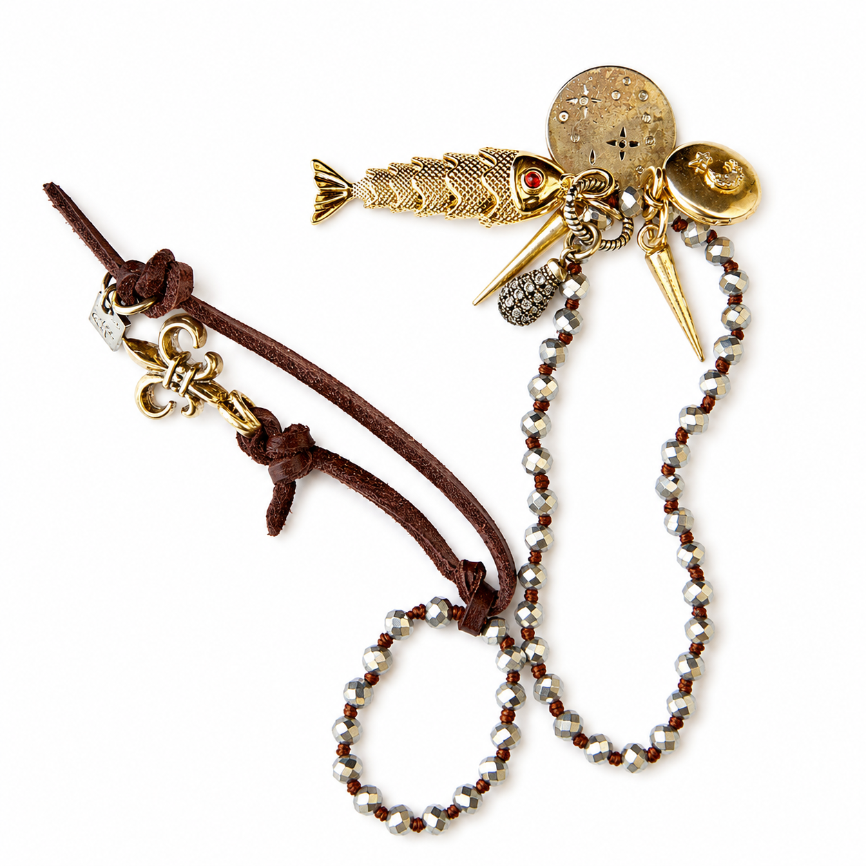 vintage charm fish necklace