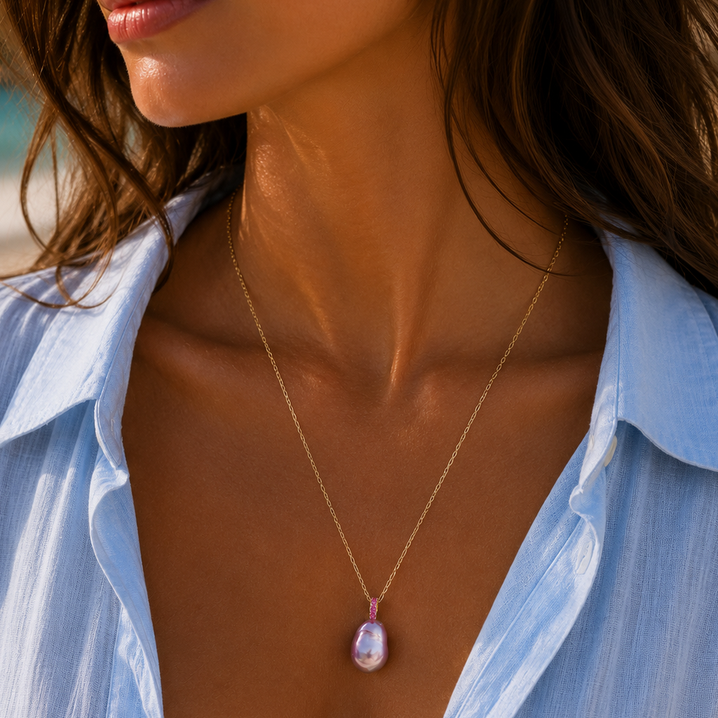 lavender x ruby pearl necklace