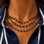 long dainty blue pyrite necklace