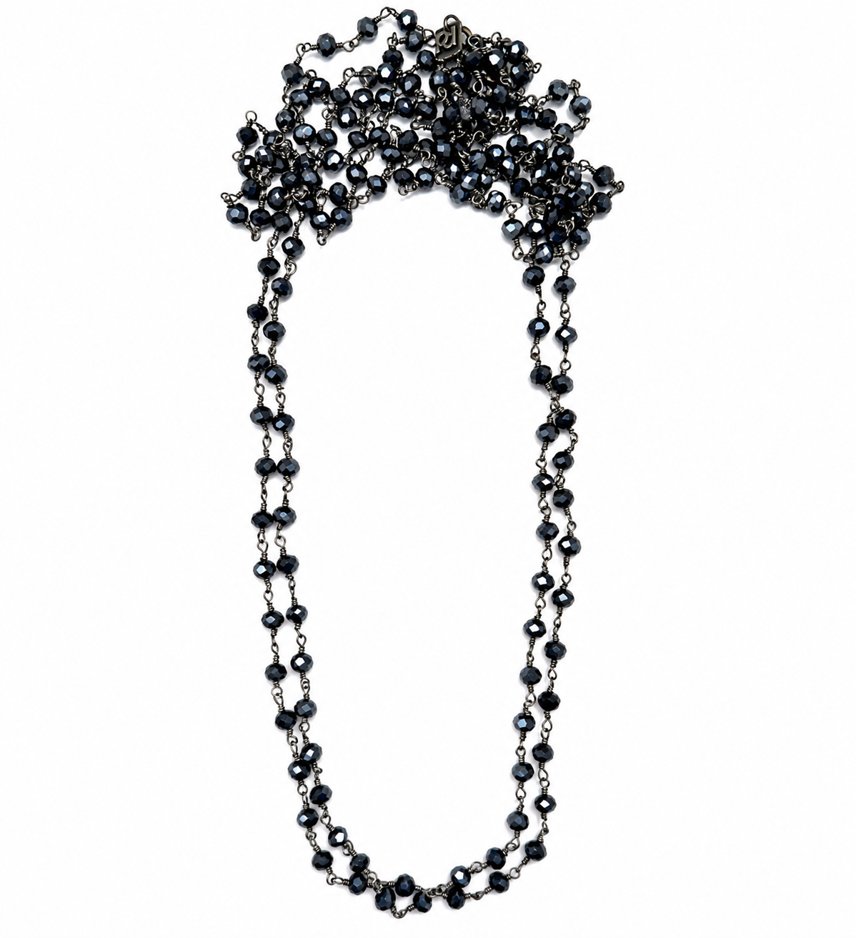 long dainty blue pyrite necklace