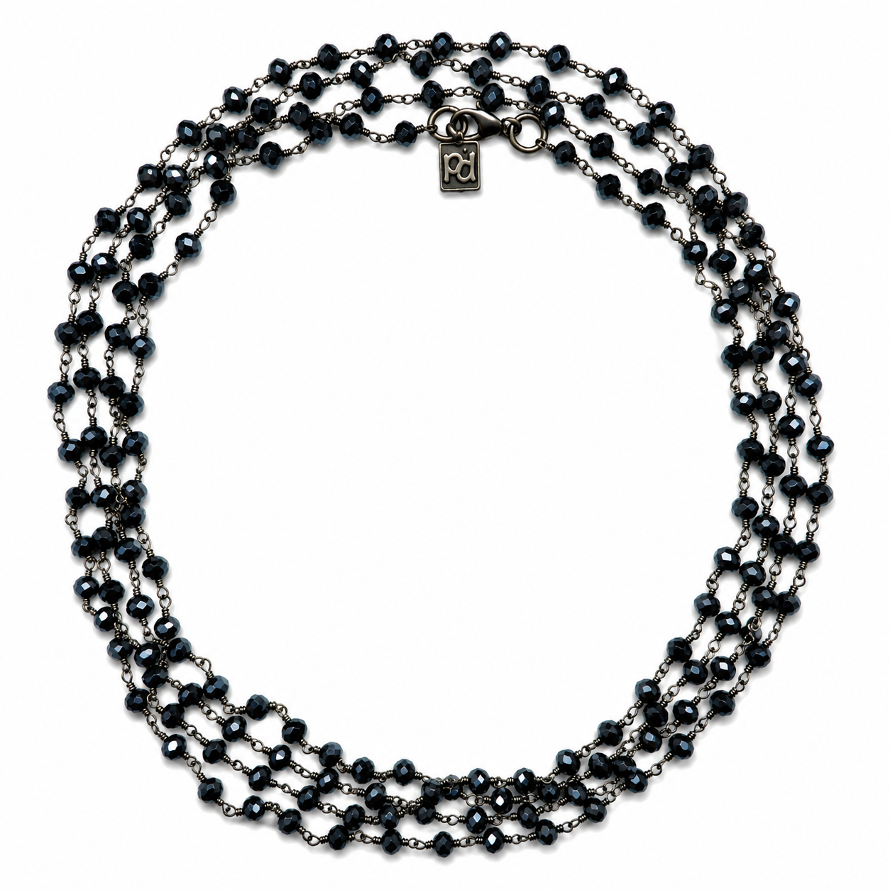 long dainty blue pyrite necklace
