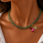 tiny green agate cluster necklace
