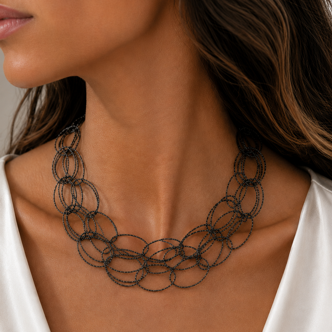italian silver oval necklace