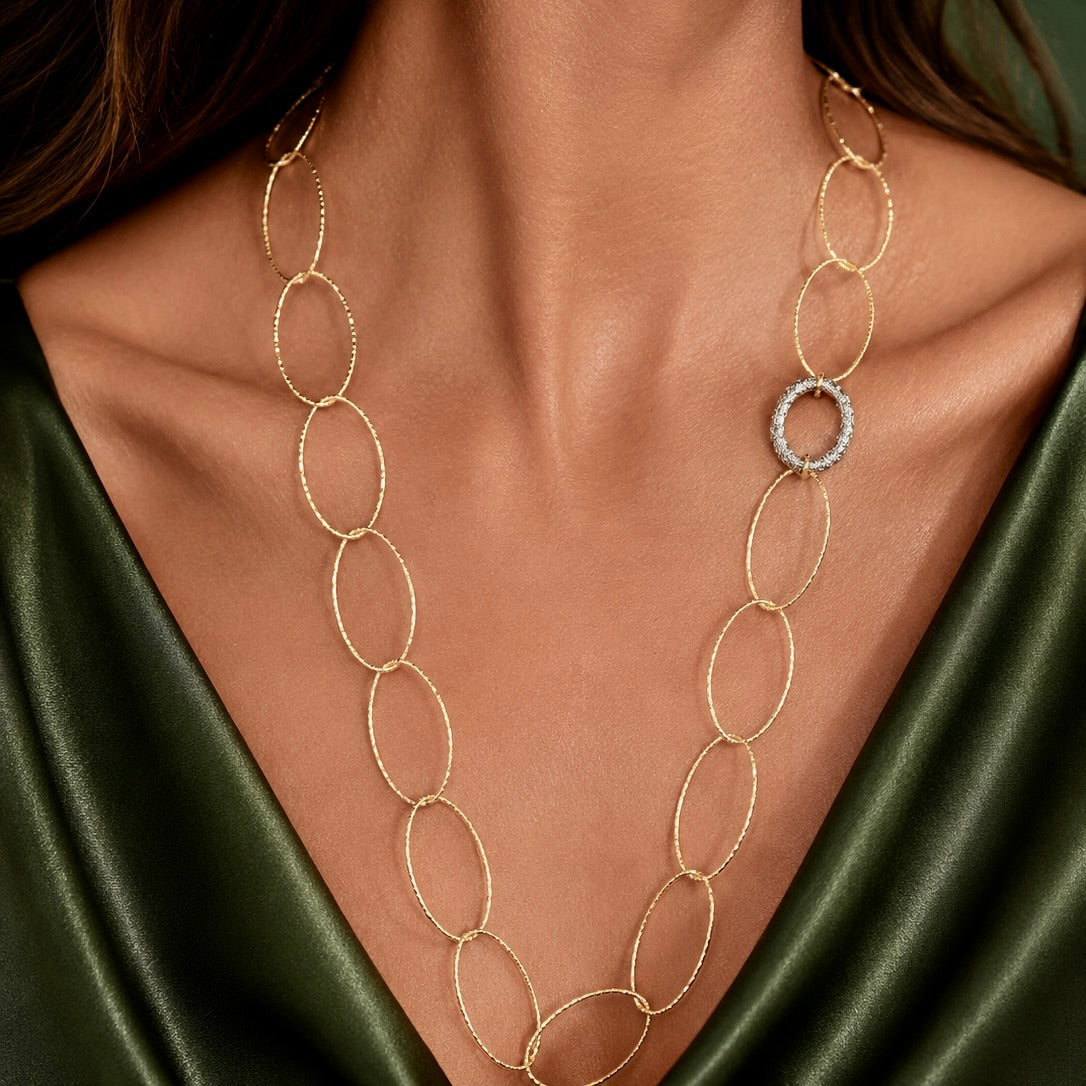 italian gold oval necklace
