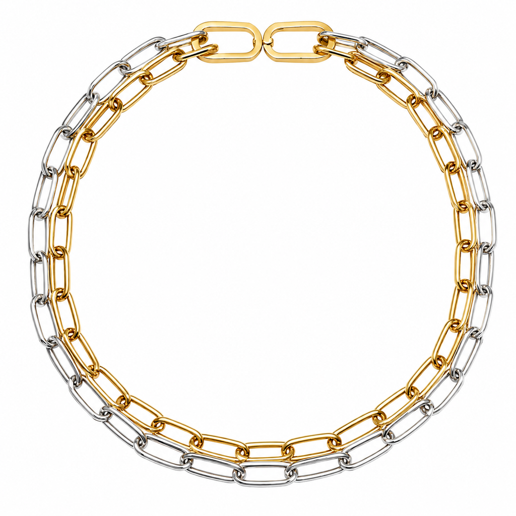 two tone chain necklace