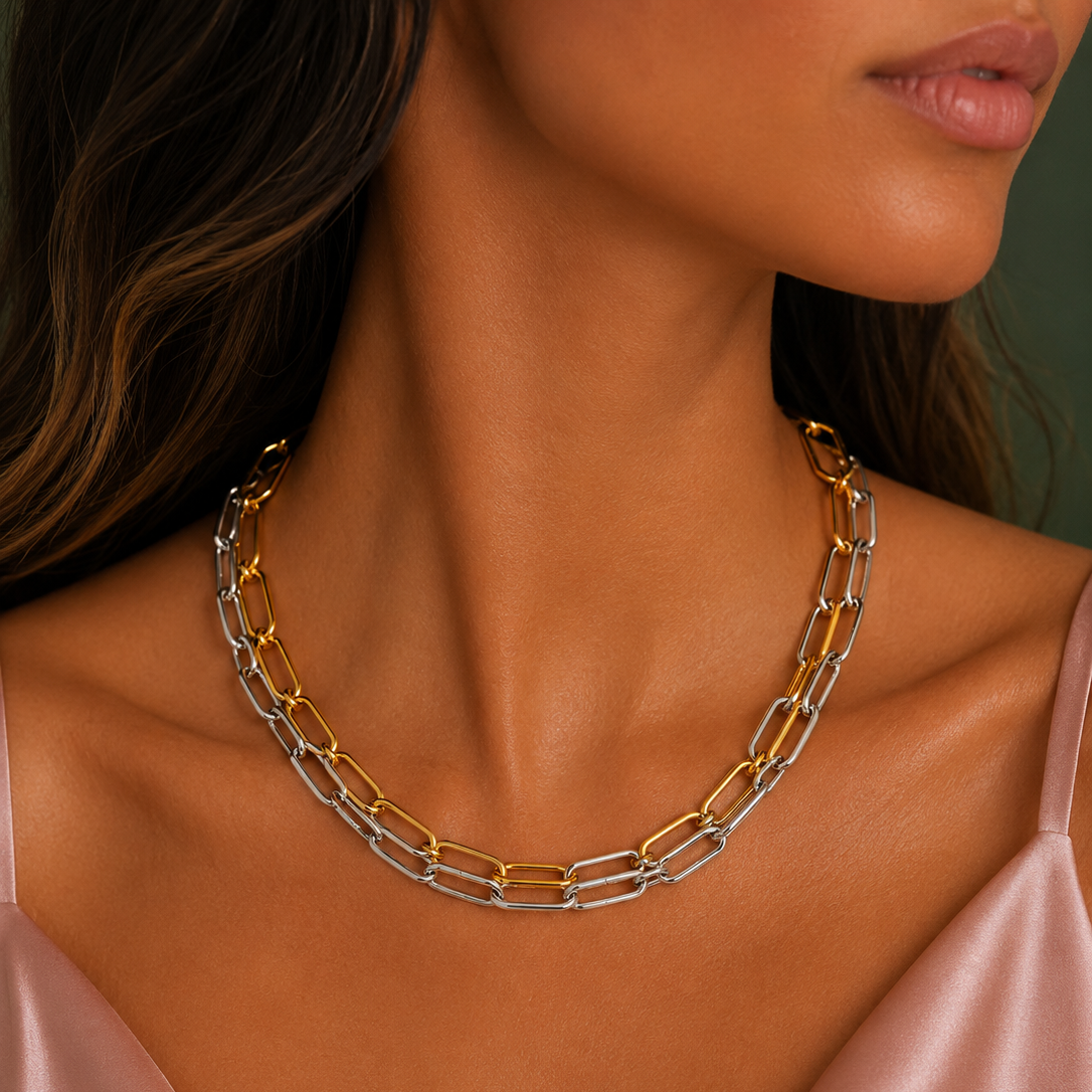 two tone chain necklace
