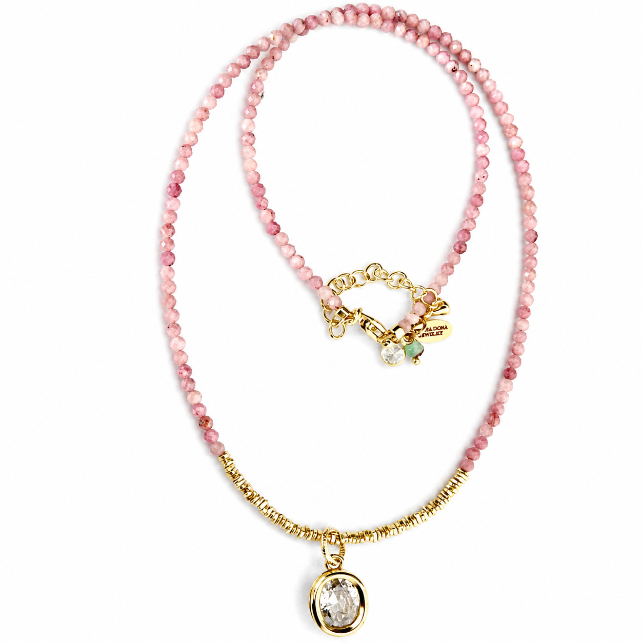 handcrafted gemstone necklace choker with crystal pendant