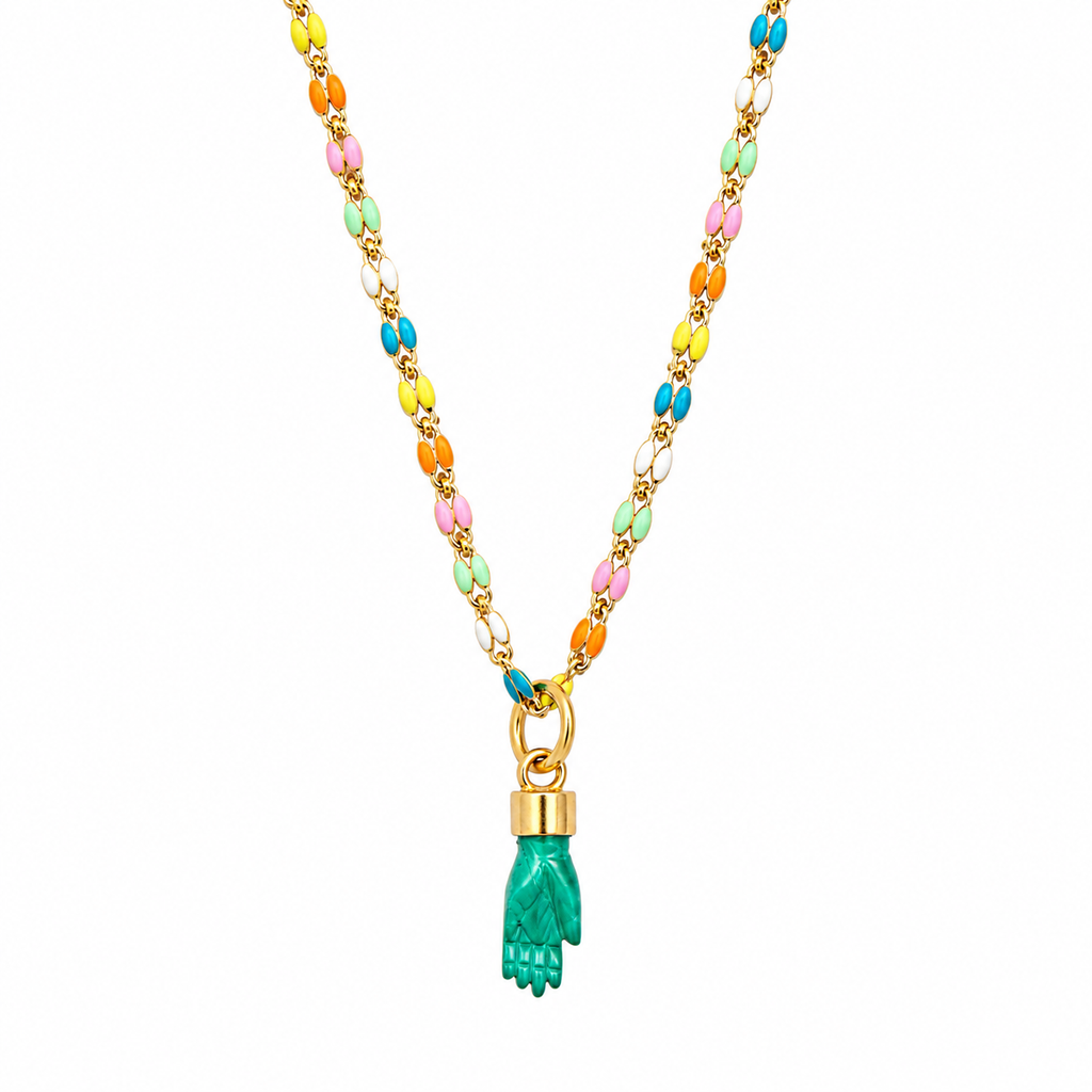 happy jade hand necklace