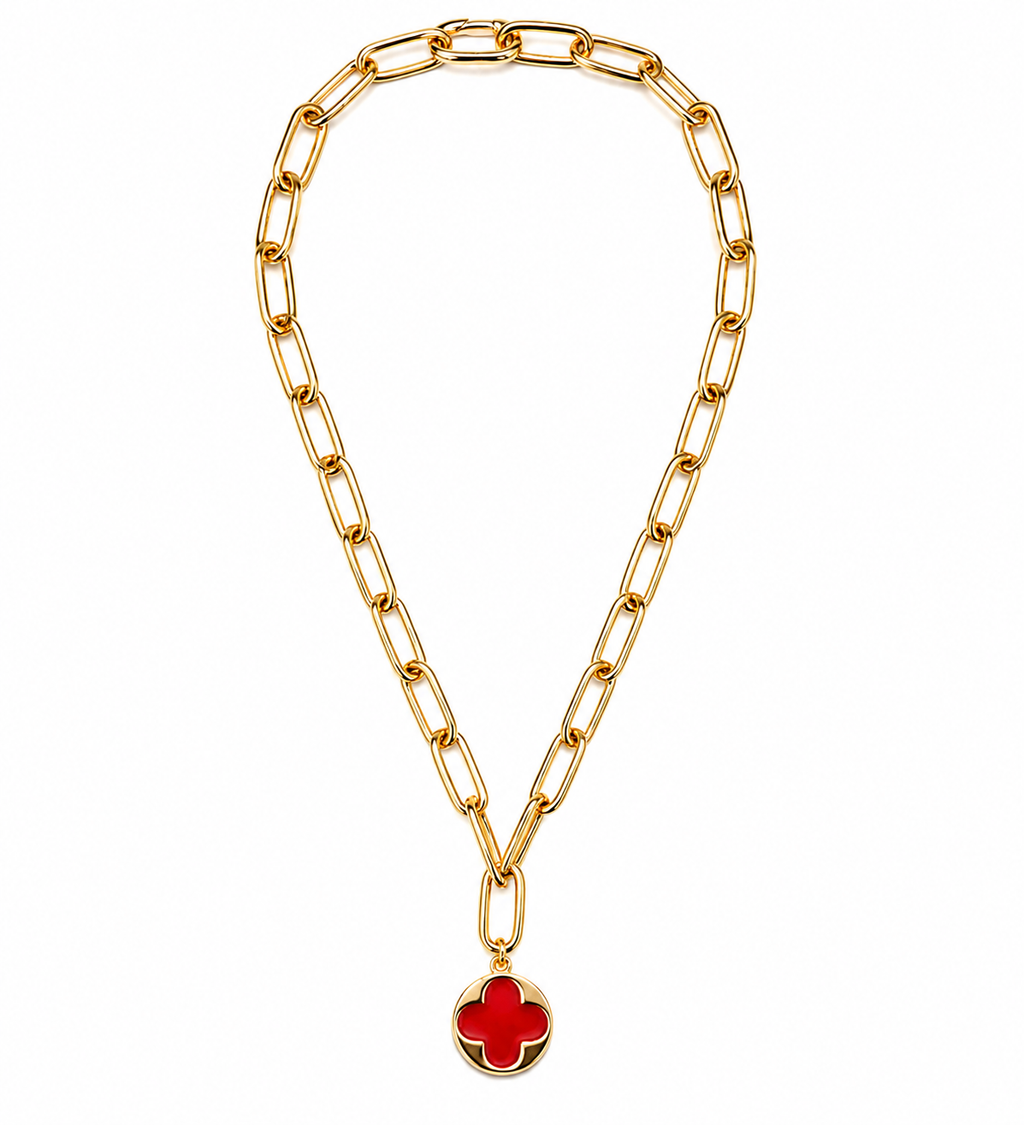 clover circle x link chain necklace