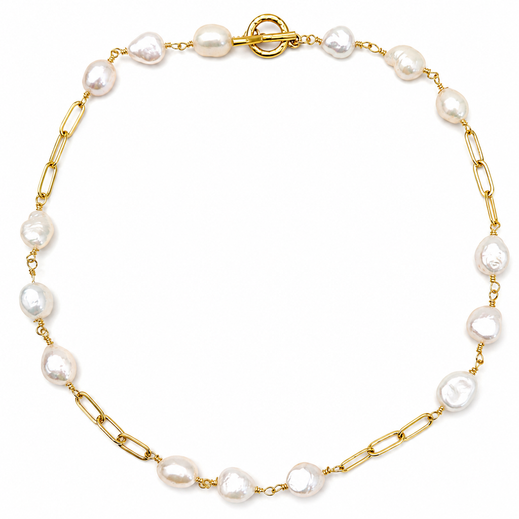 tiny baroque x chain toggle necklace