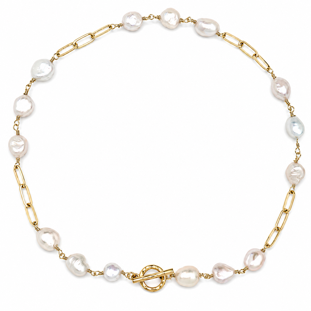 tiny baroque x chain toggle necklace