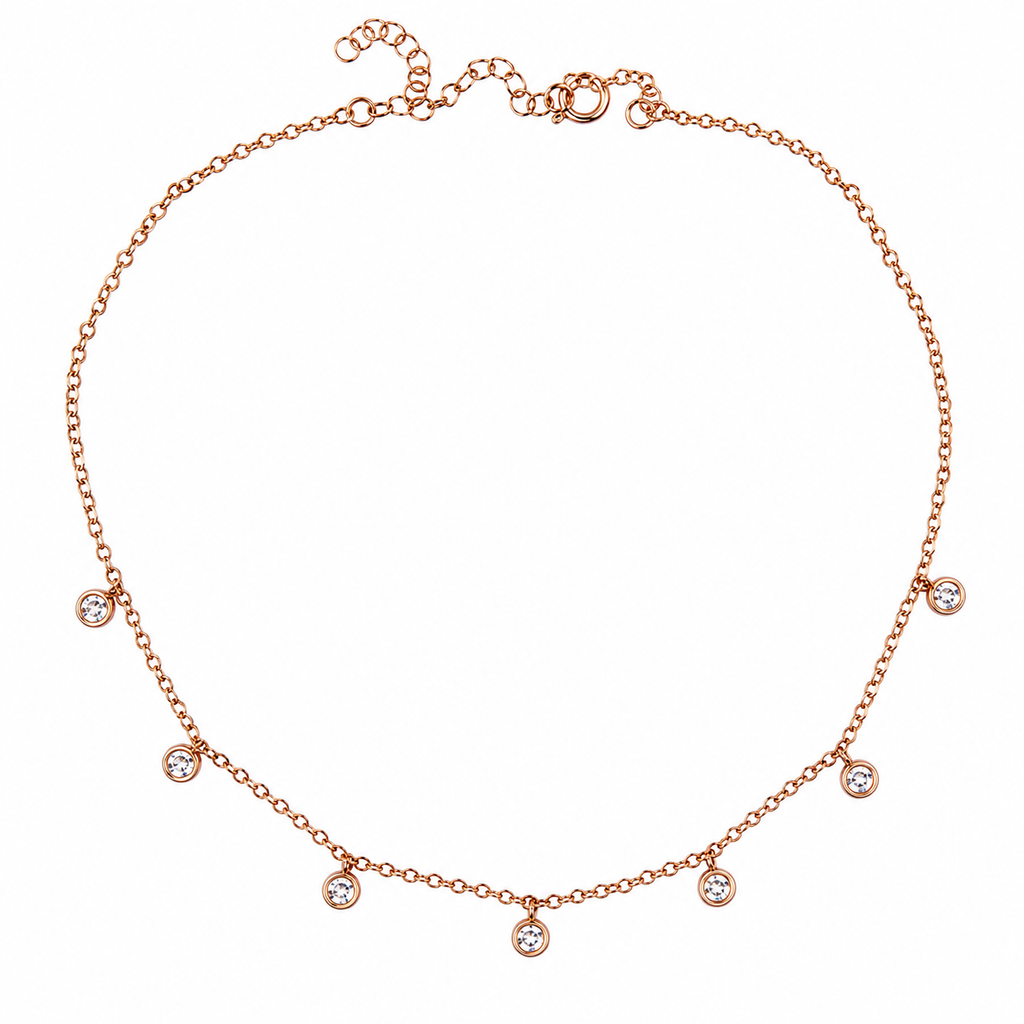 dainty rose sparkle dots necklace