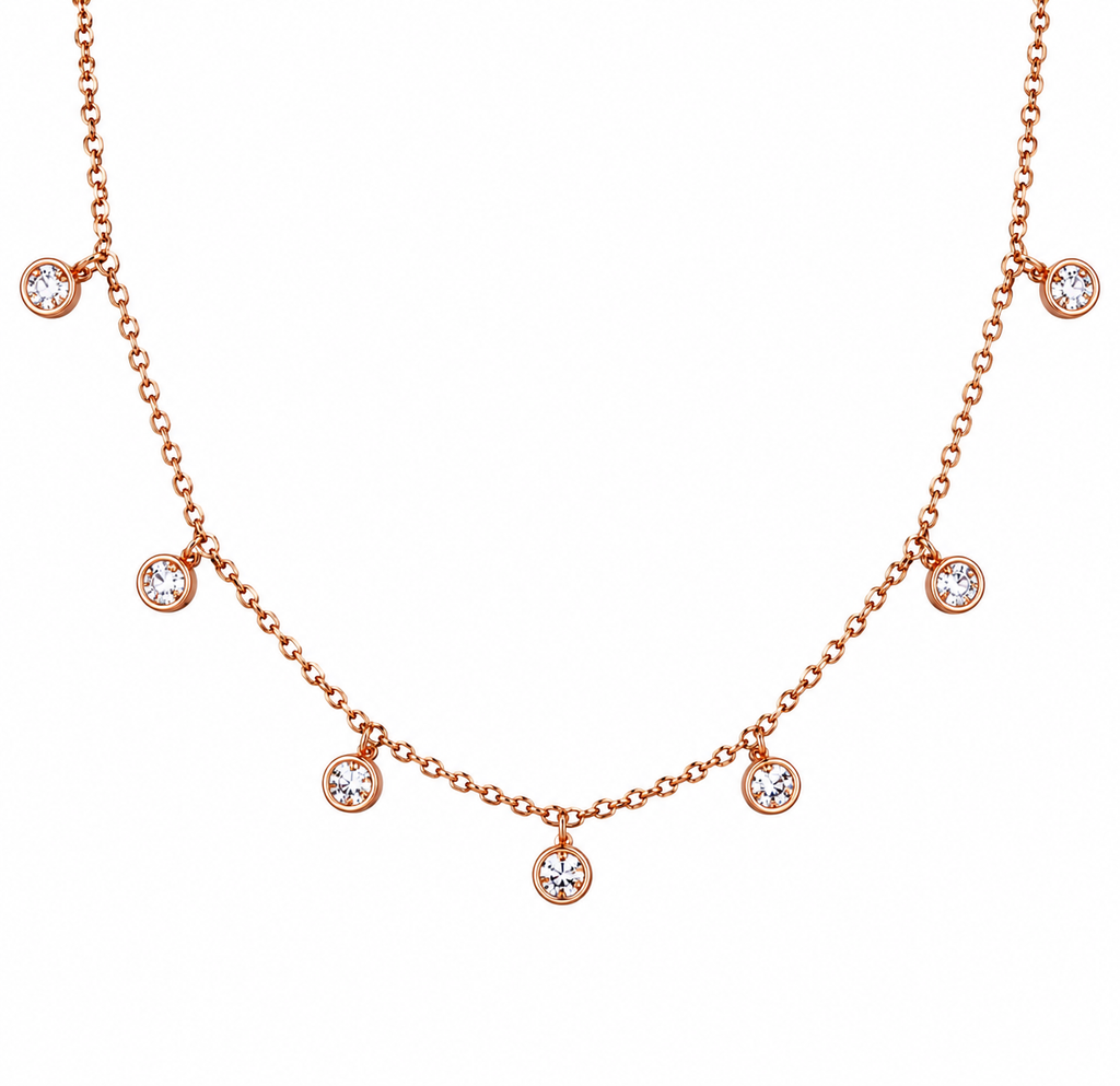 dainty rose sparkle dots necklace