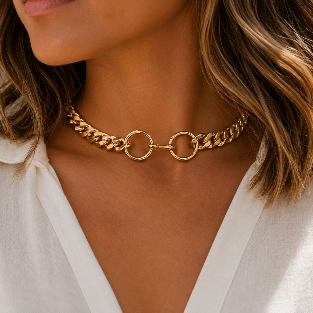twin circle cubano choker necklace