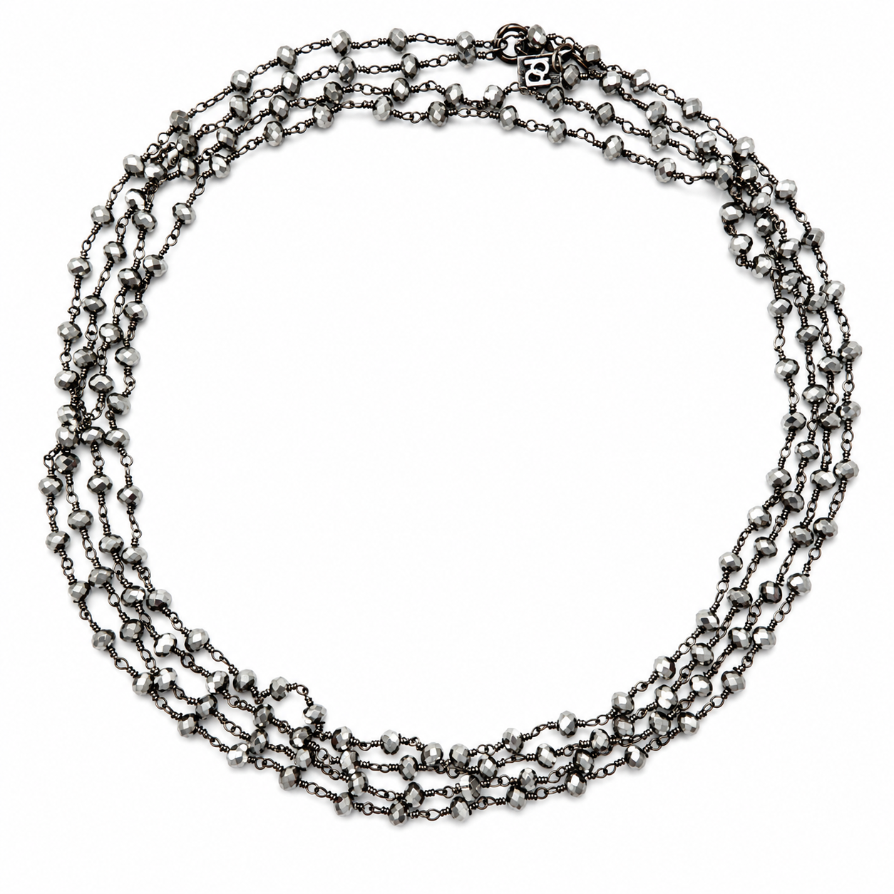 long dainty silver pyrite necklace