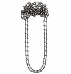 long dainty silver pyrite necklace