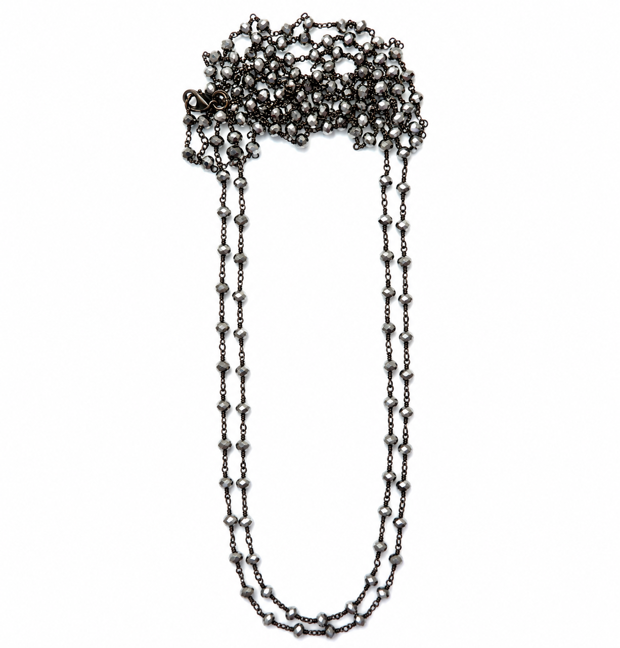 long dainty silver pyrite necklace