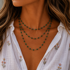 long dainty jade chain necklace