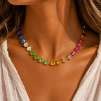 chunky rainbow crystal choker necklace