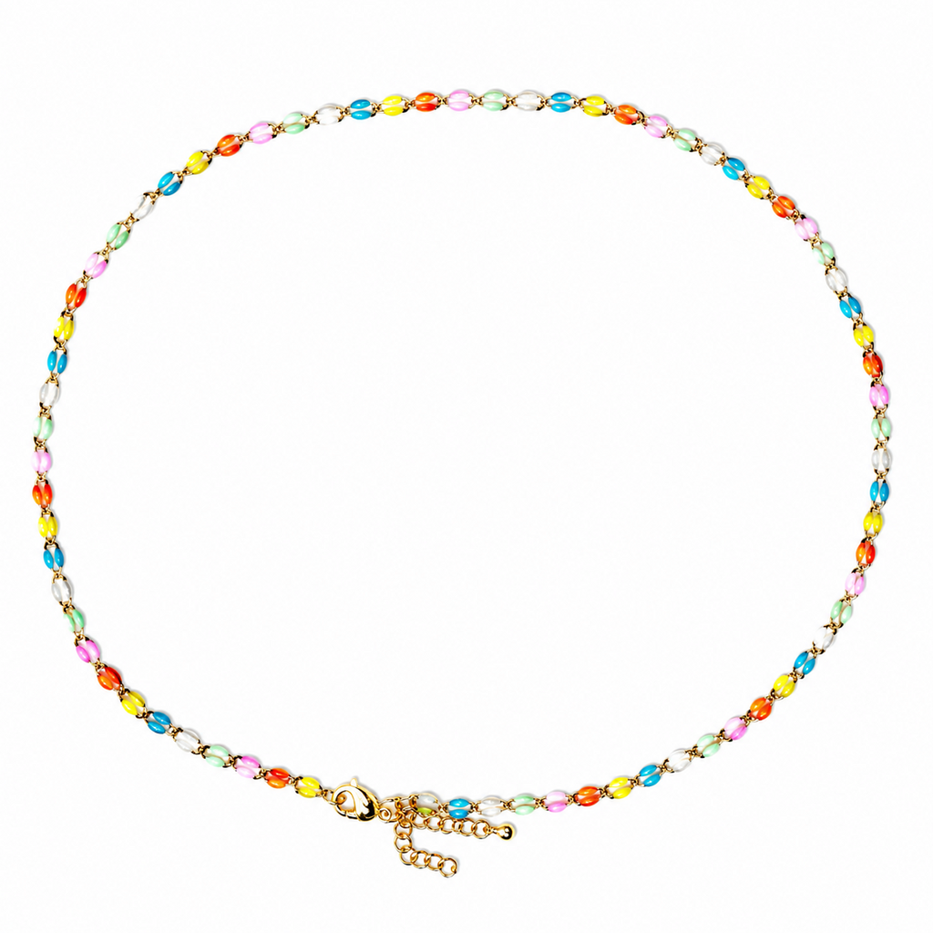 dainty rainbow enamel necklace
