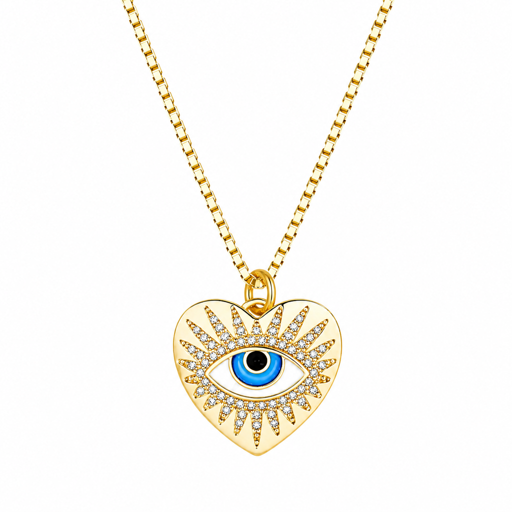 heart x evil eye pendant necklace