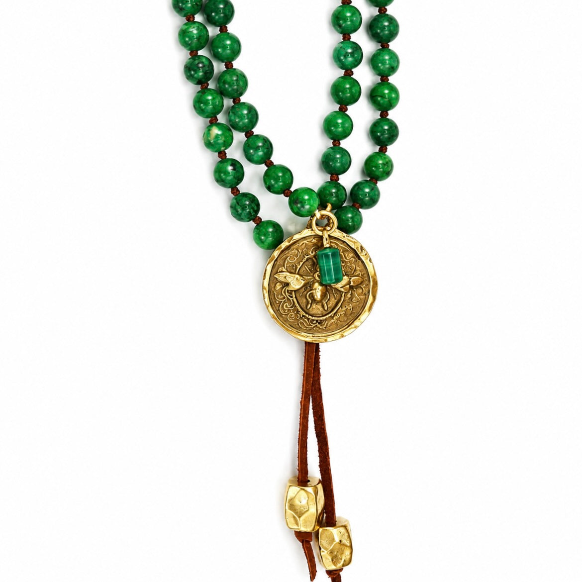 giant bee medallion x gemstones necklace