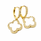dangling bling clover earrings