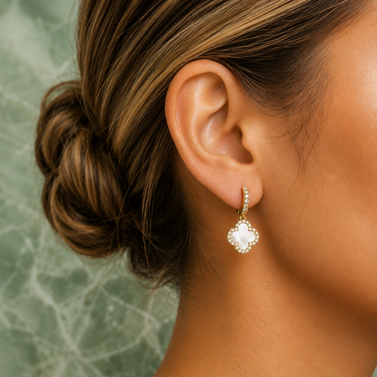 dangling bling clover earrings
