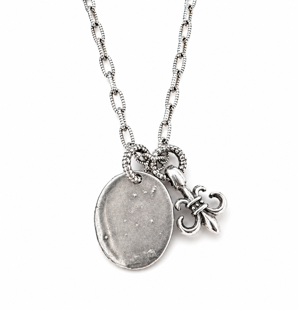 fleur de lis x buddha mens necklace