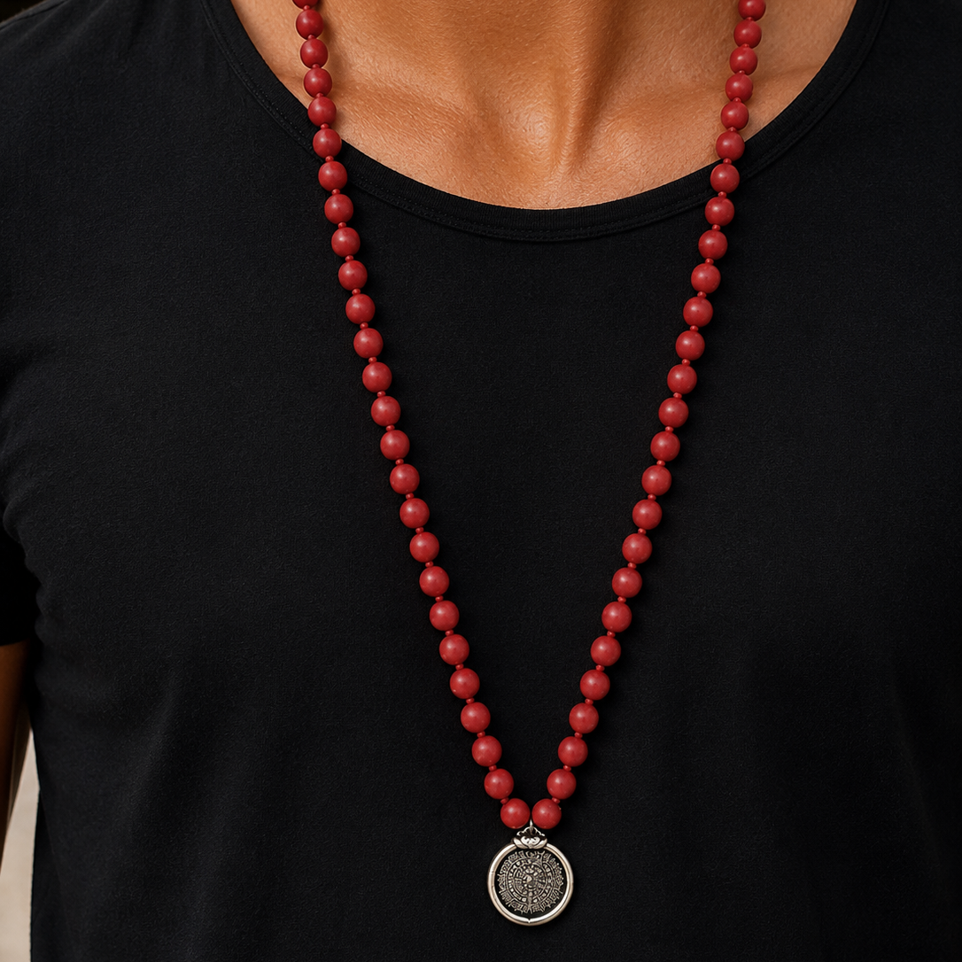 vintage tibetan wheel mens necklace