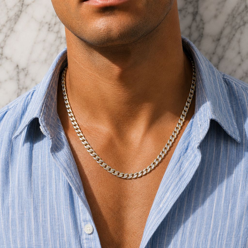 flat cubano mens necklace