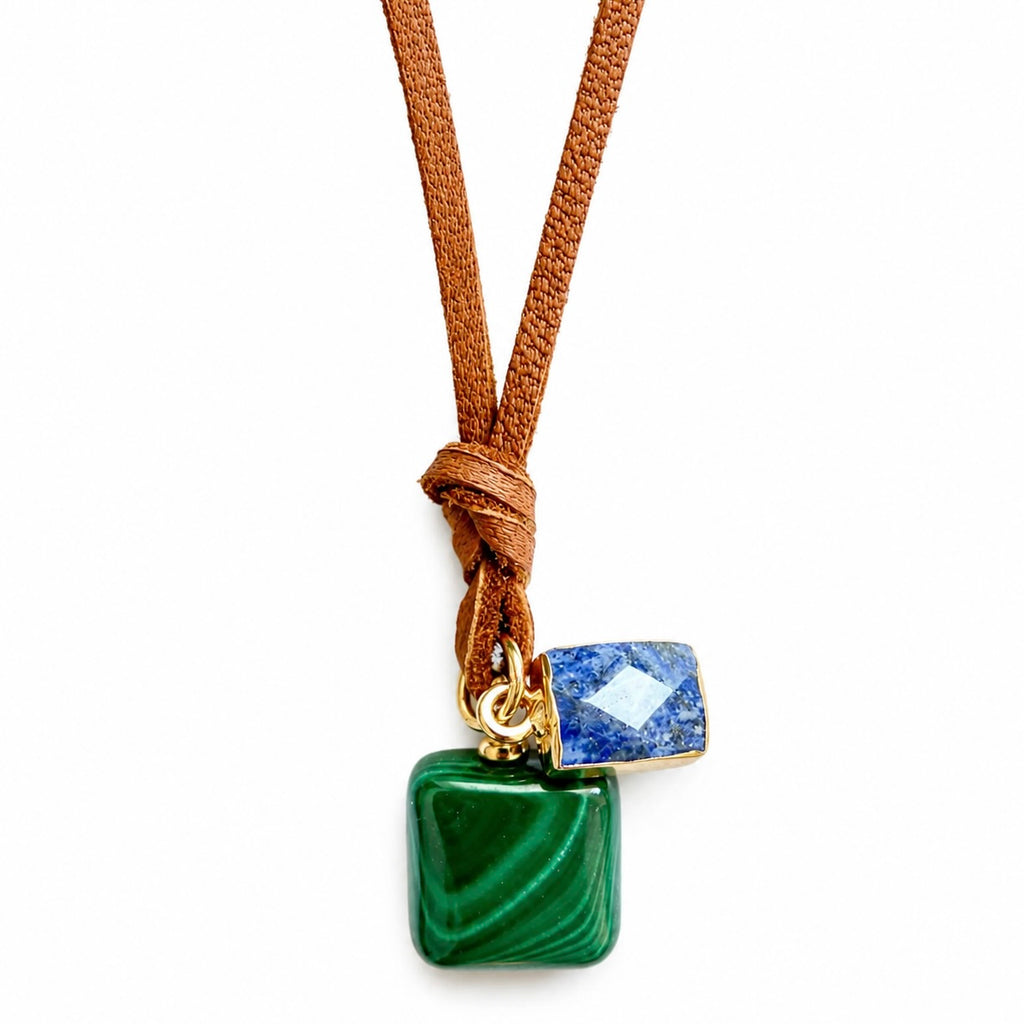 malachite x lapis leather choker