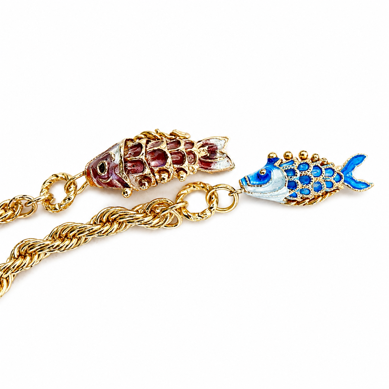 double fish knotted chain necklace
