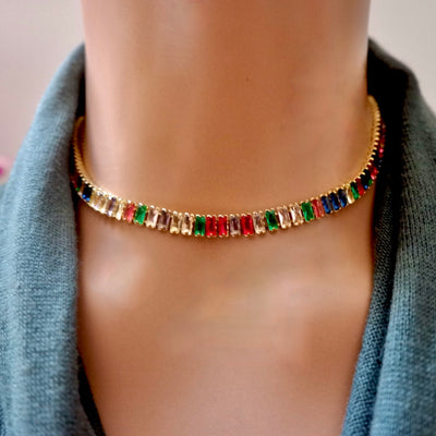 my rainbow choker necklace