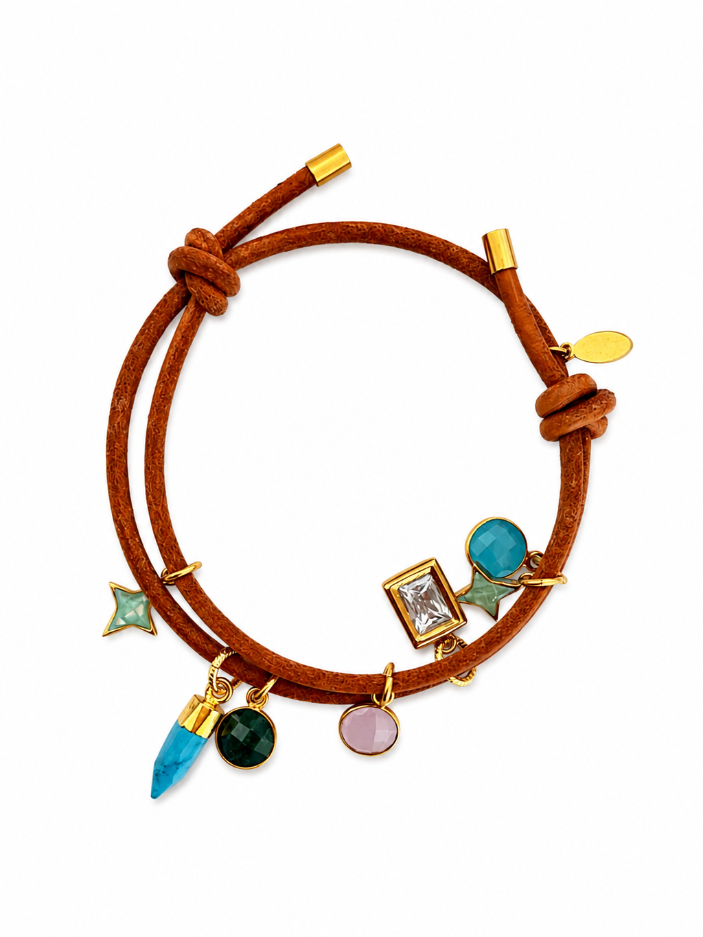 leather mixed charm bracelet