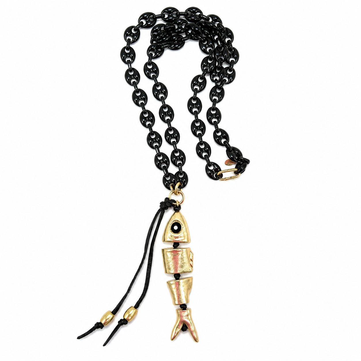 giant fish x black link necklace