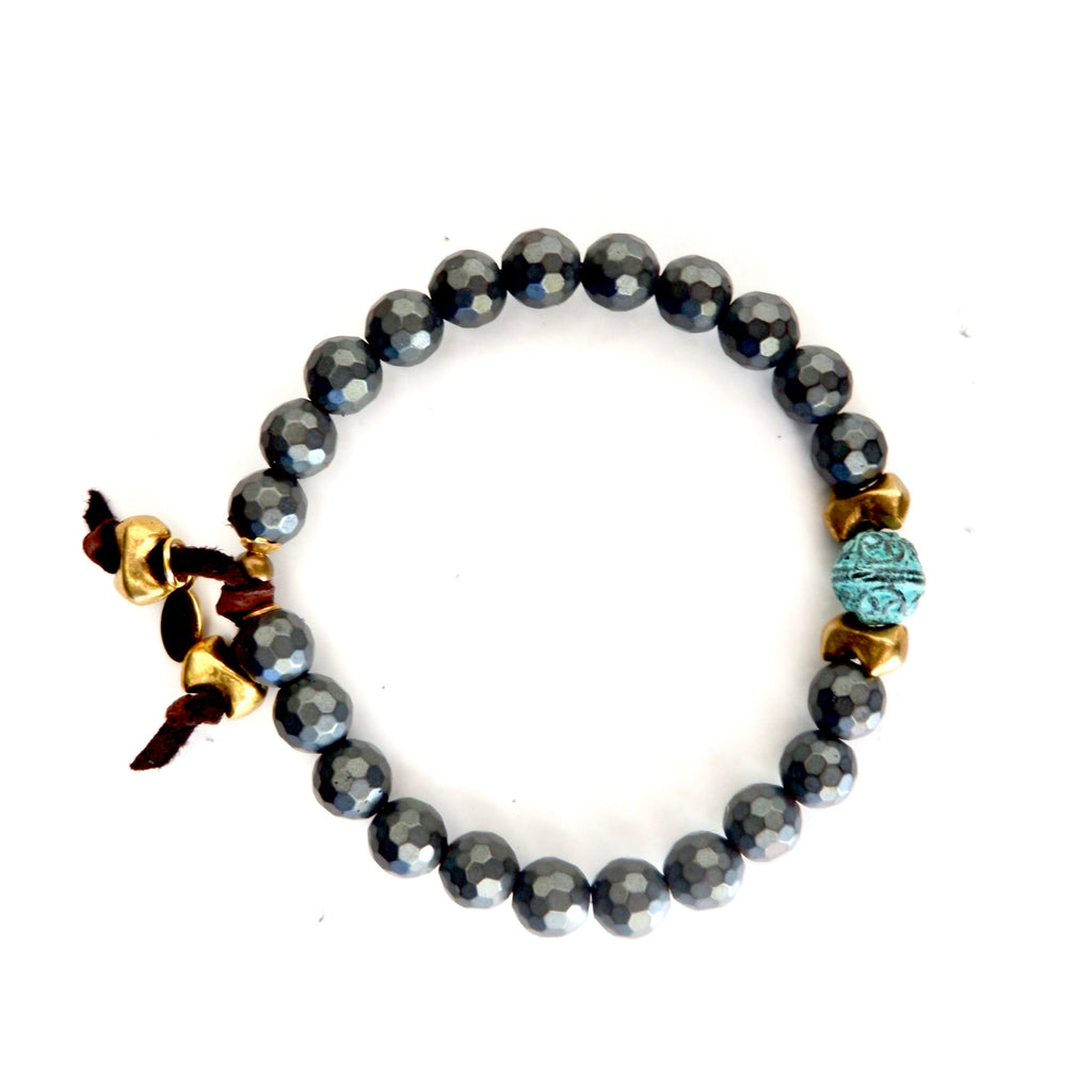 hematite x turquoise mens bracelet